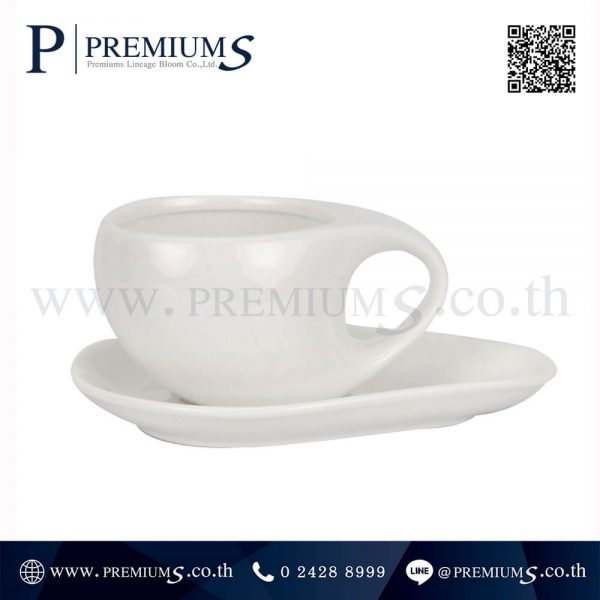 ชุดแก้วกาแฟ พร้อมจานรองทรงหยดน้ำ รุ่น SET-CM-10 สีขาว (Ceramic Mug) ภาพที่ 01