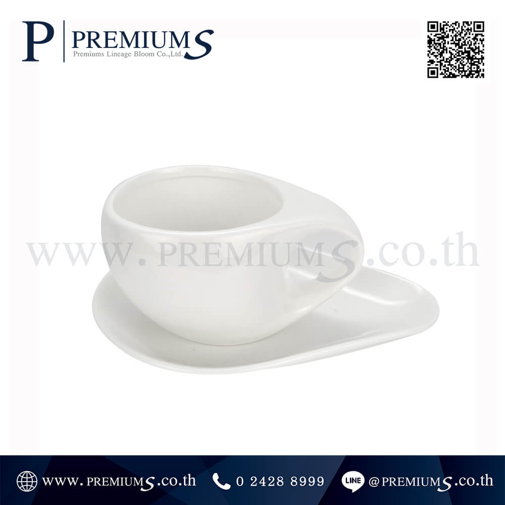ชุดแก้วกาแฟ พร้อมจานรองทรงหยดน้ำ รุ่น SET-CM-10 สีขาว (Ceramic Mug) ภาพที่ 02