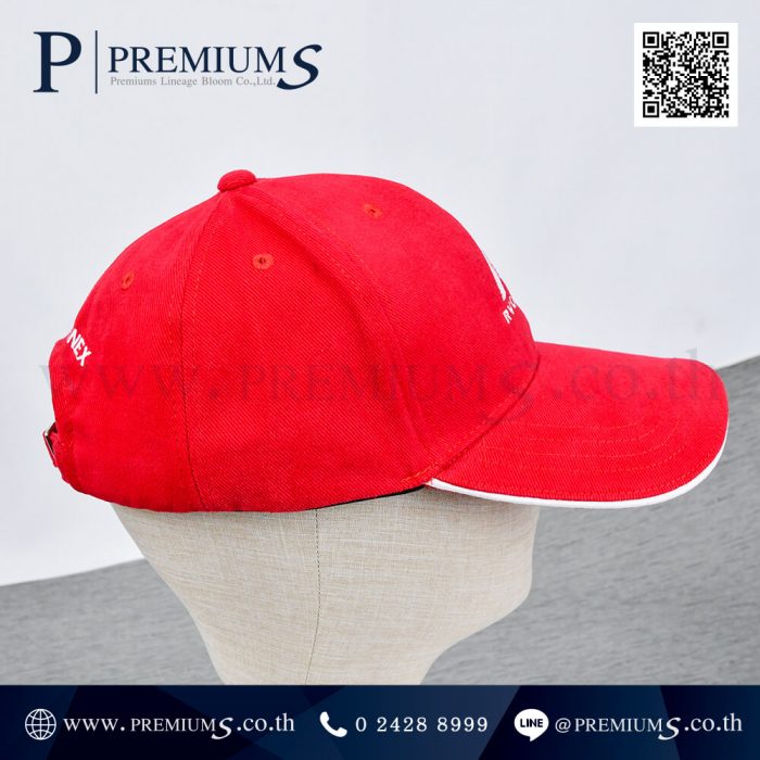 หมวกแก๊ป พรีเมี่ยม สีแดง ผ้าพรีส ปักโลโก้ RV CONNEX ภาพที่ 07