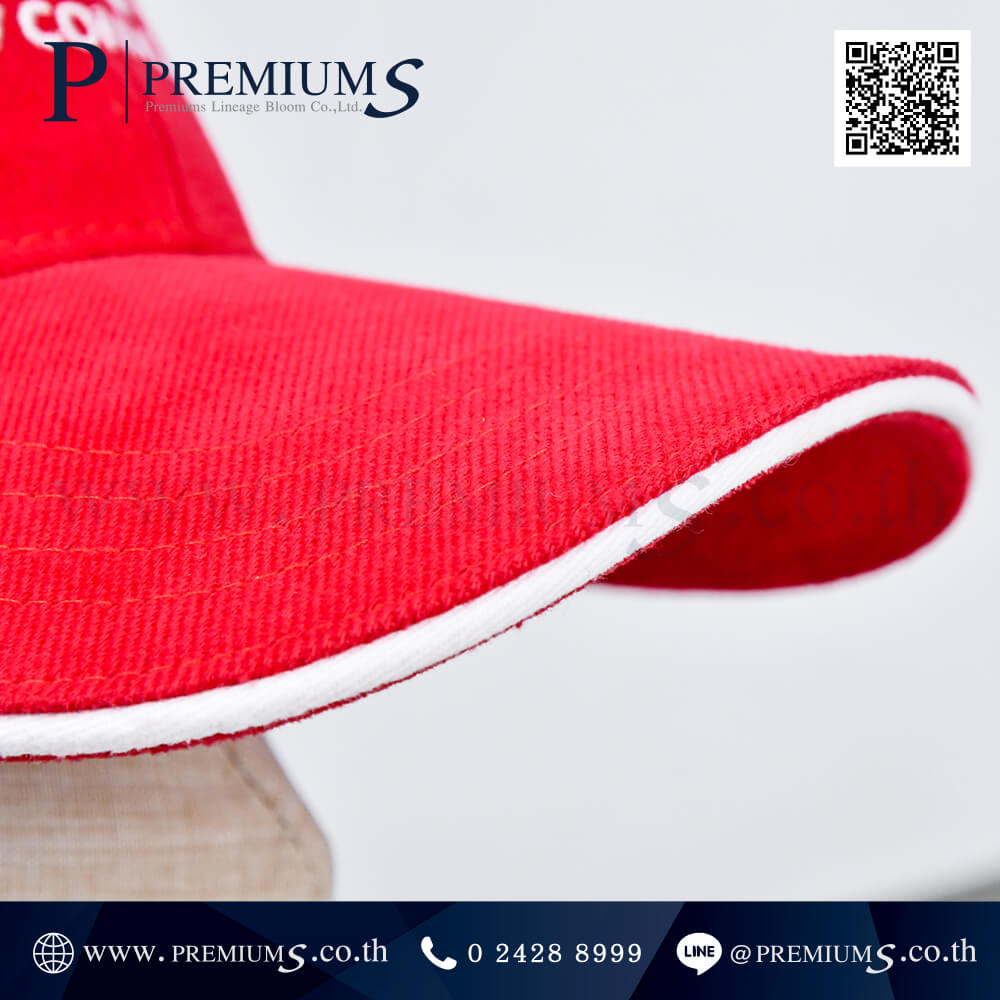 หมวกแก๊ป พรีเมี่ยม สีแดง ผ้าพรีส ปักโลโก้ RV CONNEX ภาพที่ 09