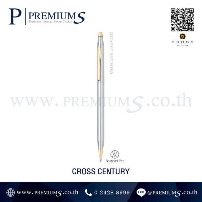 ปากกา รุ่น-Cross-Centuty สีเงิน คลิปทองปากกาโลหะของพรีเมี่ยม