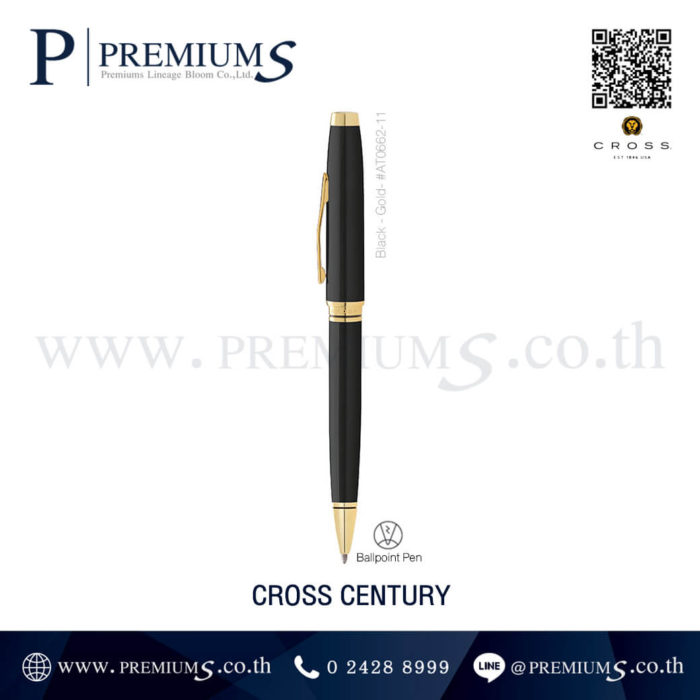 ปากกาลูกลื่น ปากกาแบรนด์Cross-Coventry สีกำขอบทอง สั่งทำสลักชื่อ