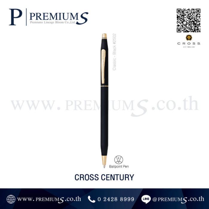 ปากกา รุ่น-Cross-Centuty สีดำคลิปทอง ปากกาโลหะของพรีเมี่ยม
