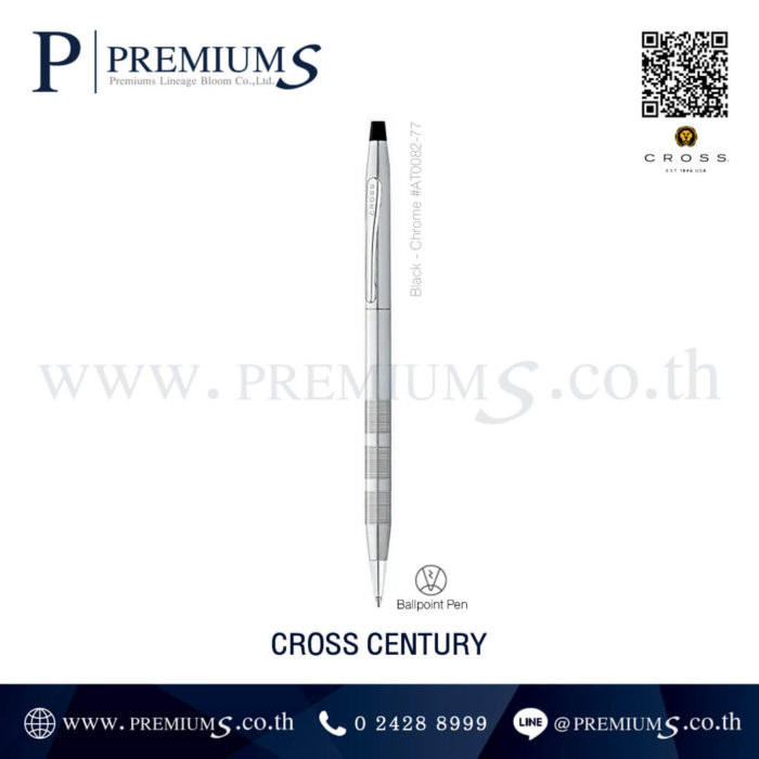 ปากกา รุ่น-Cross-Centuty สีเงิน มีลาย ปากกาโลหะของพรีเมี่ยม