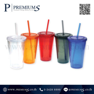 แก้วน้ำพลาสติก พรีเมี่ยม มีหลอด รุ่น MMG-8
