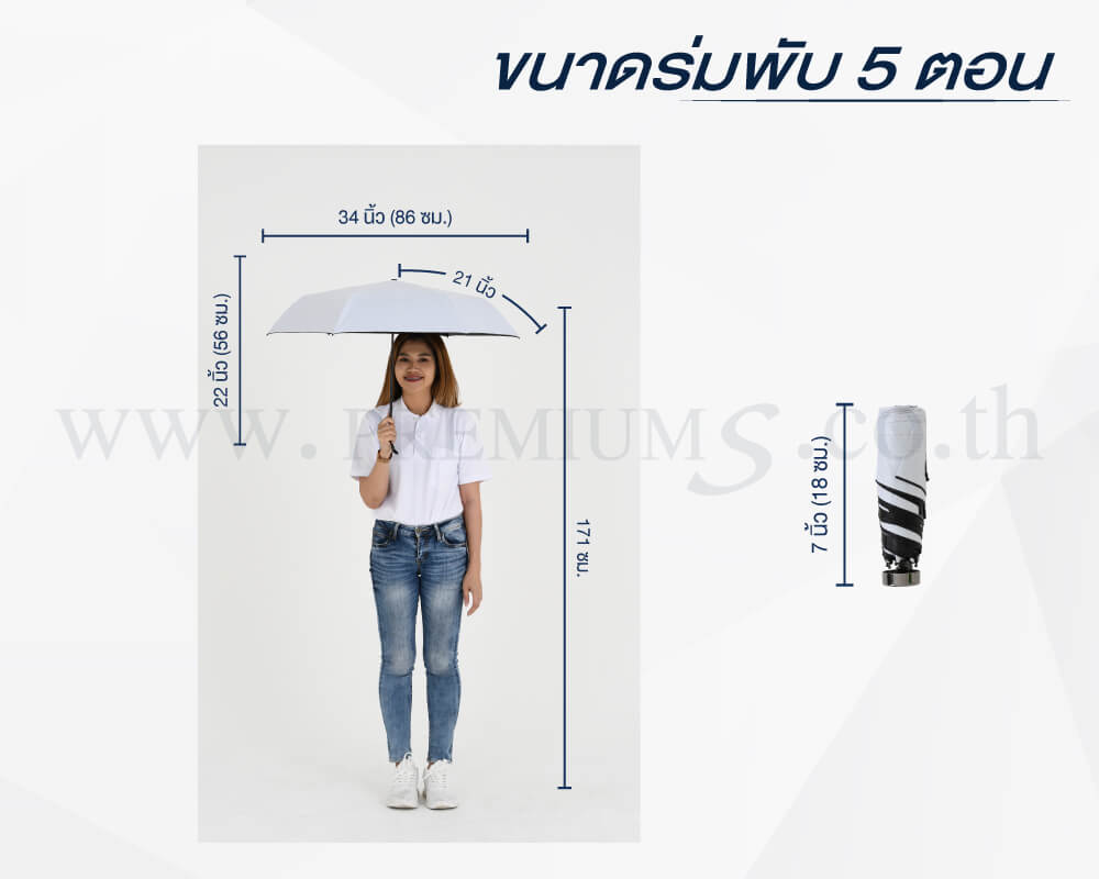 ขนาดร่มพับ5ตอน