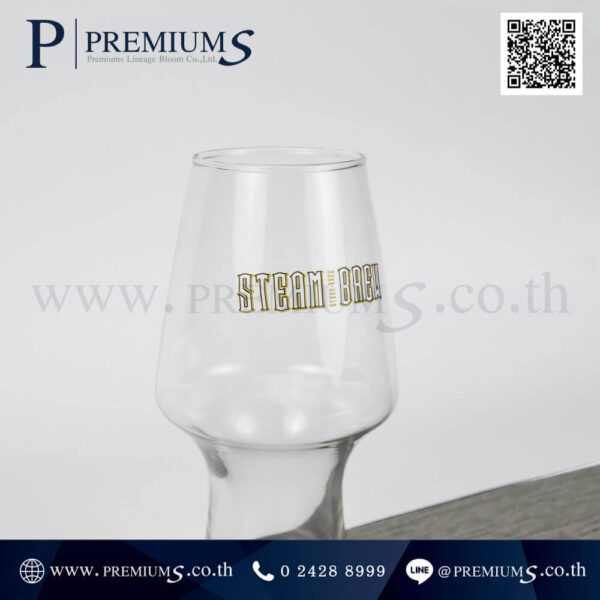 งานพิมพ์แก้วเบียร์พรีเมี่ยม โลโก้ STEAM BREW