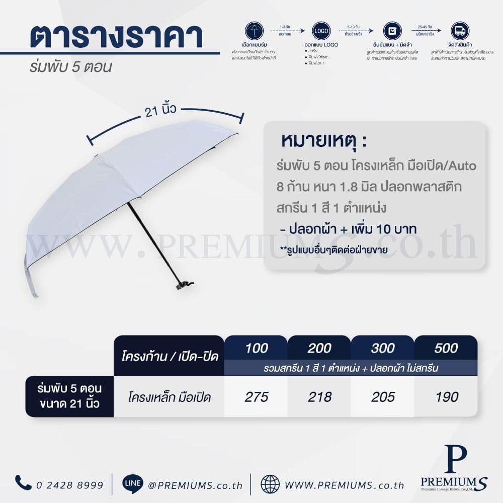 ราคาร่มพับ5ตอน