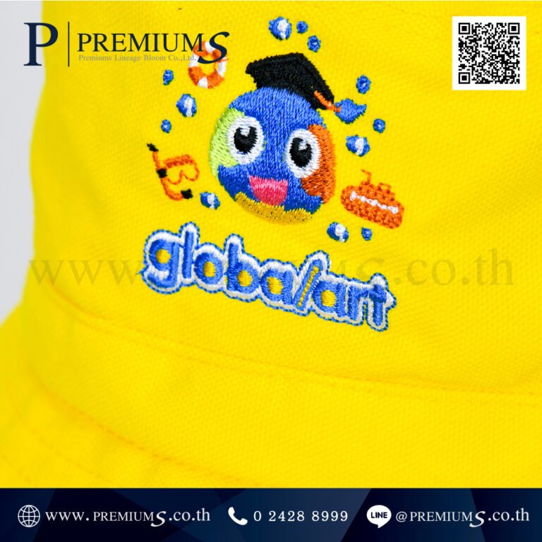 หมวกปีกรอบ โลโก้ globaart ออกบูธ