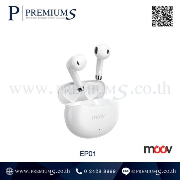 หูฟังสีขาว หูฟังไร้สาย หูฟังบลูทูธ Moov ของแท้