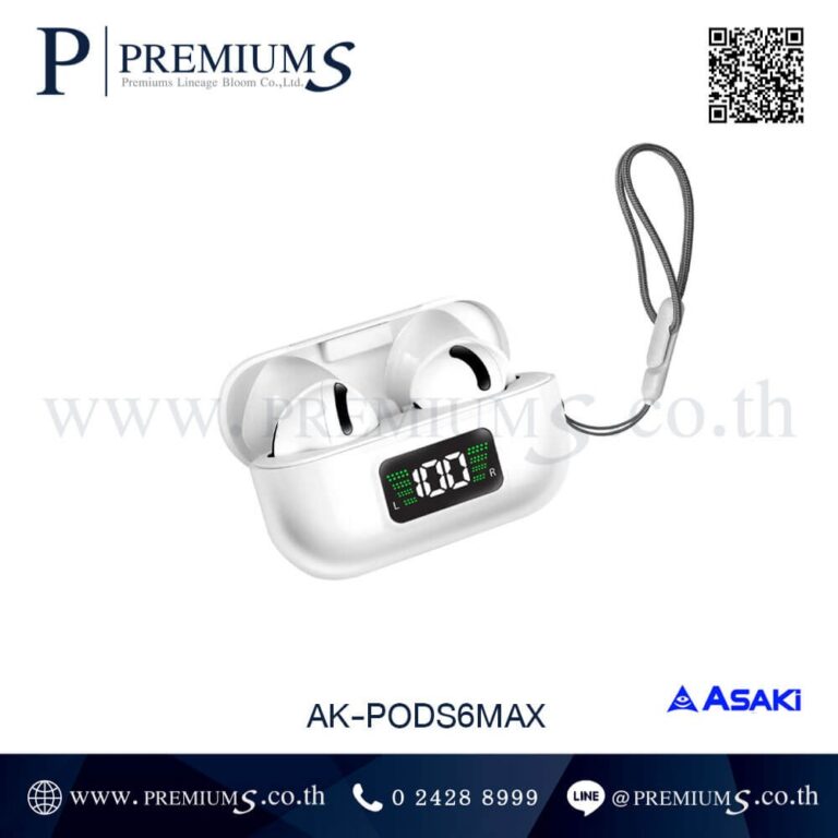 ด้านข้างหูฟังบลูทูธ รุ่น AK-PODS6MAX