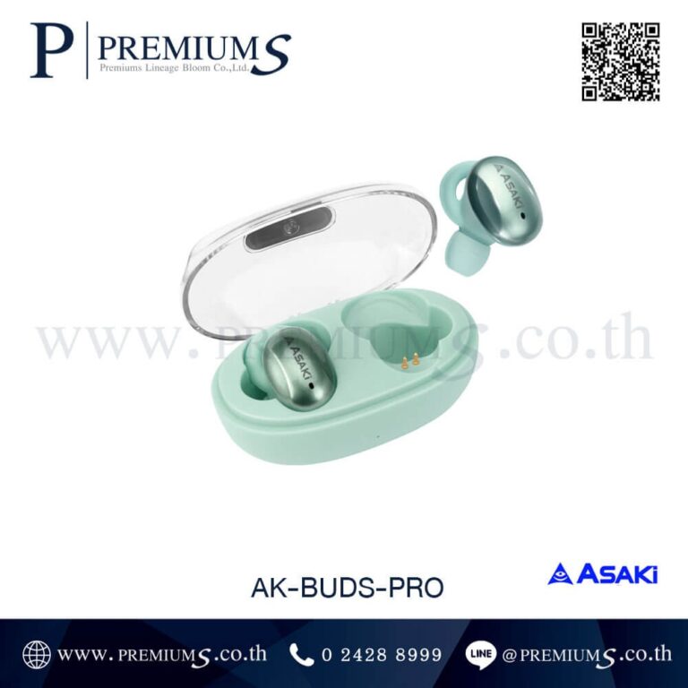 หูฟังบลูทูธสีเขียว รุ่น AK-Buds Pro