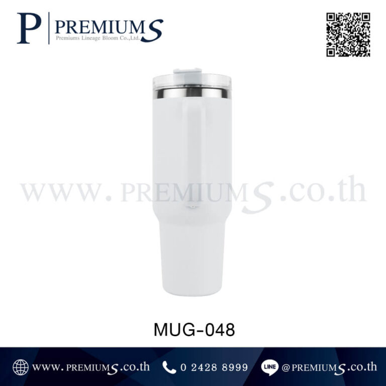 ด้านข้างแก้วน้ำสแตนเลสสีขาว รุ่น MUG-048