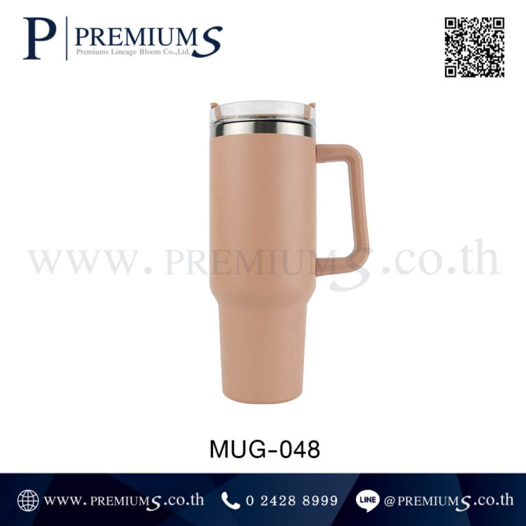ด้านข้างแก้วน้ำสแตนเลสสีส้ม รุ่น MUG-048