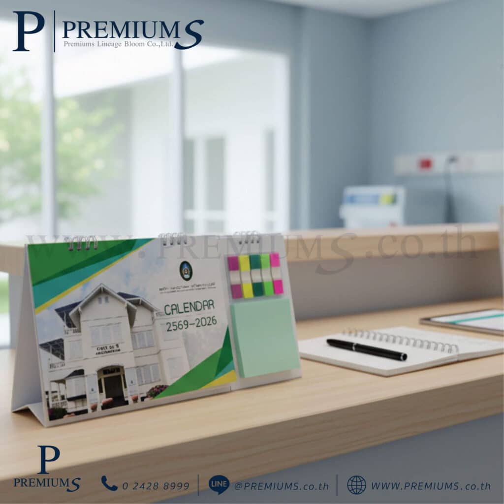 ปฎิทินตั้งโต๊ะพร้อมโพสอิท