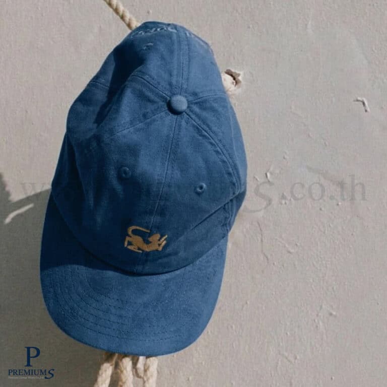 หมวกเนื้อผ้าหนังกลับปักโลโก้