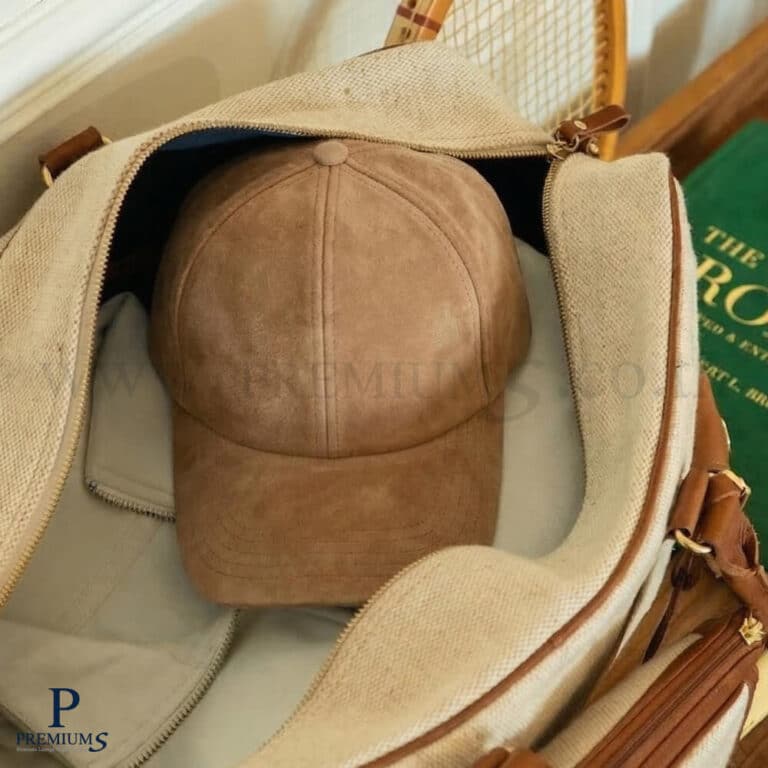 หมวกเนื้อผ้าหนังกลับสีน้ำตาล